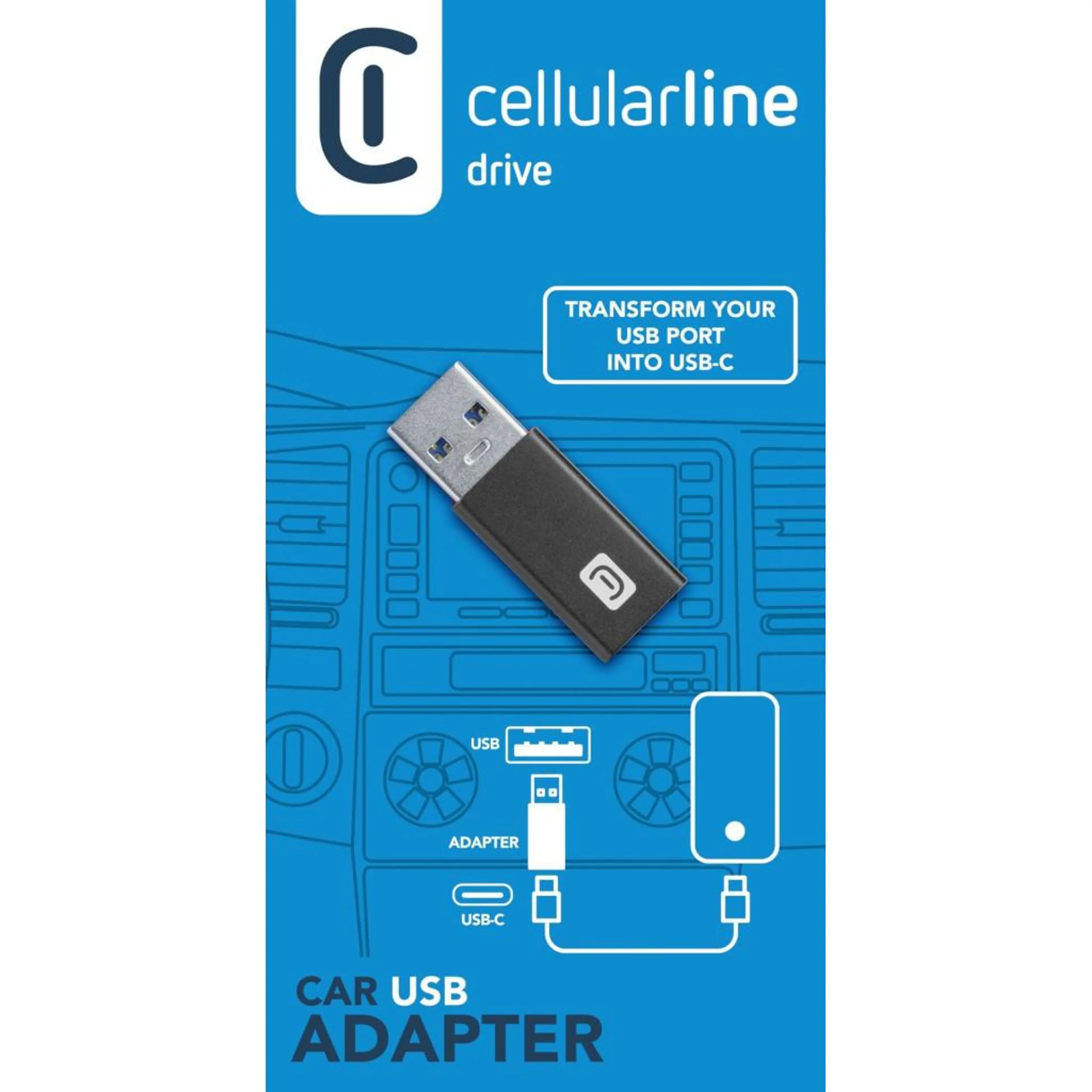 Адаптер за кола от USB-C към USB черен