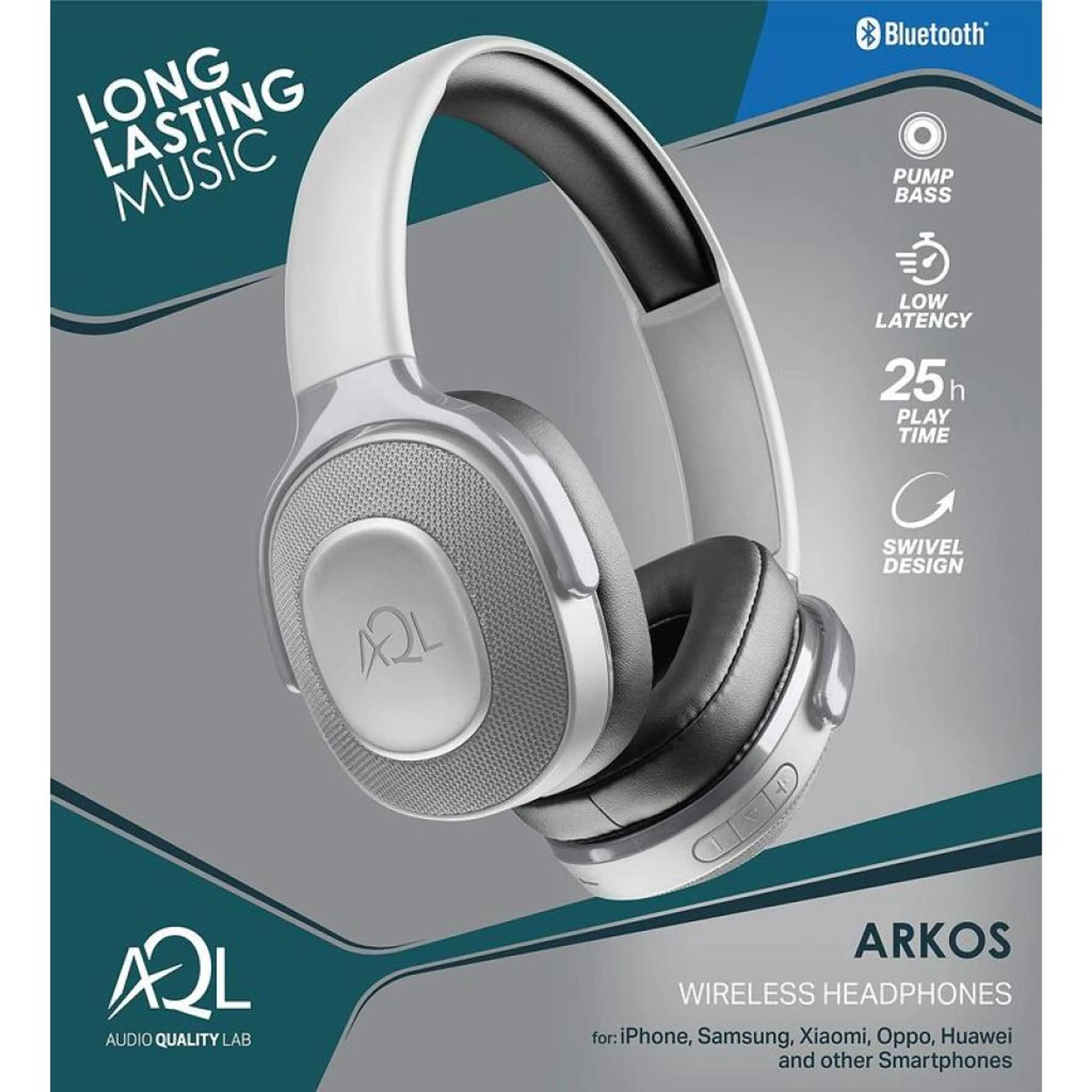 AQL Bluetooth стерео слушалки Arkos сиви