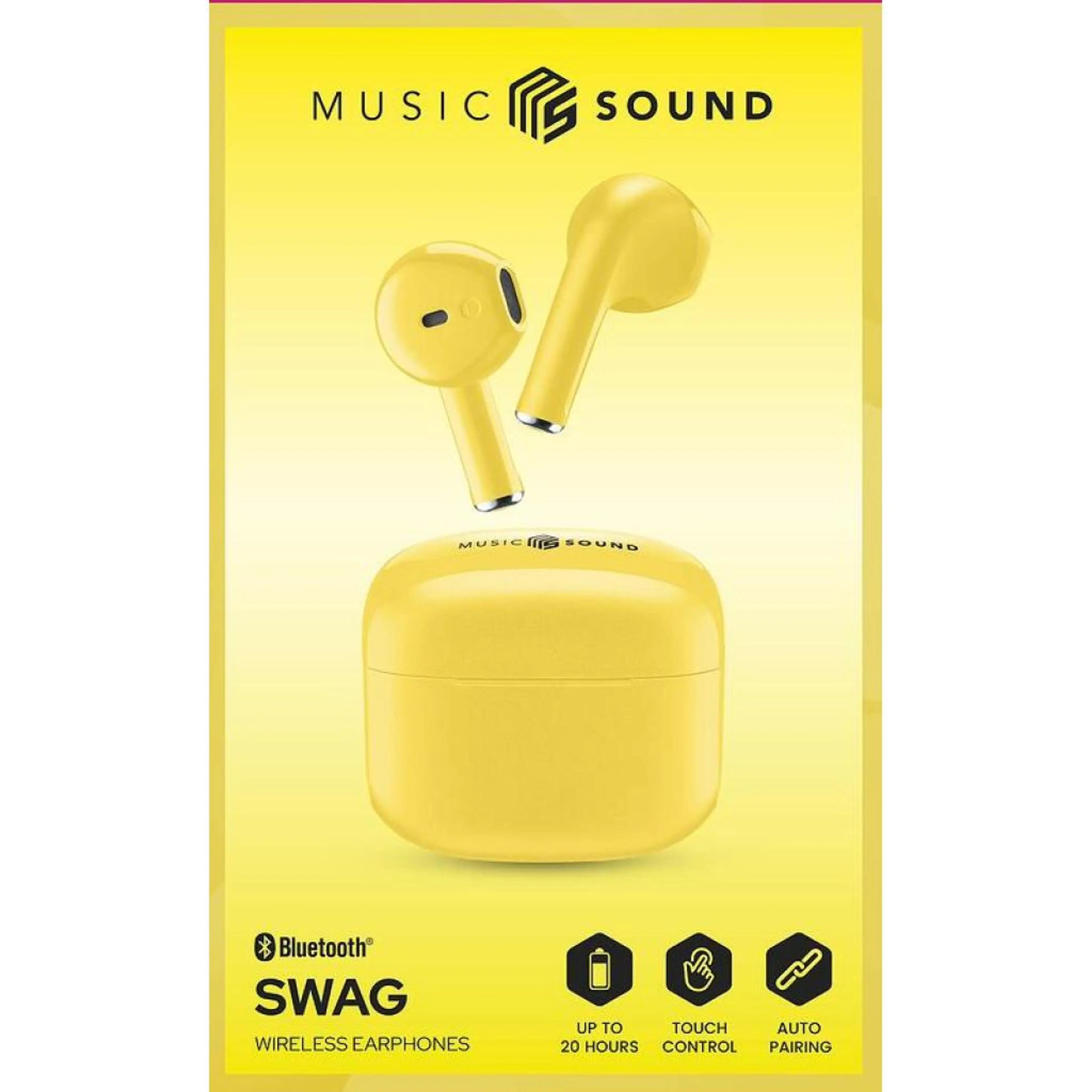 Bluetooth слушалки Music Sound Swag TWS жълти