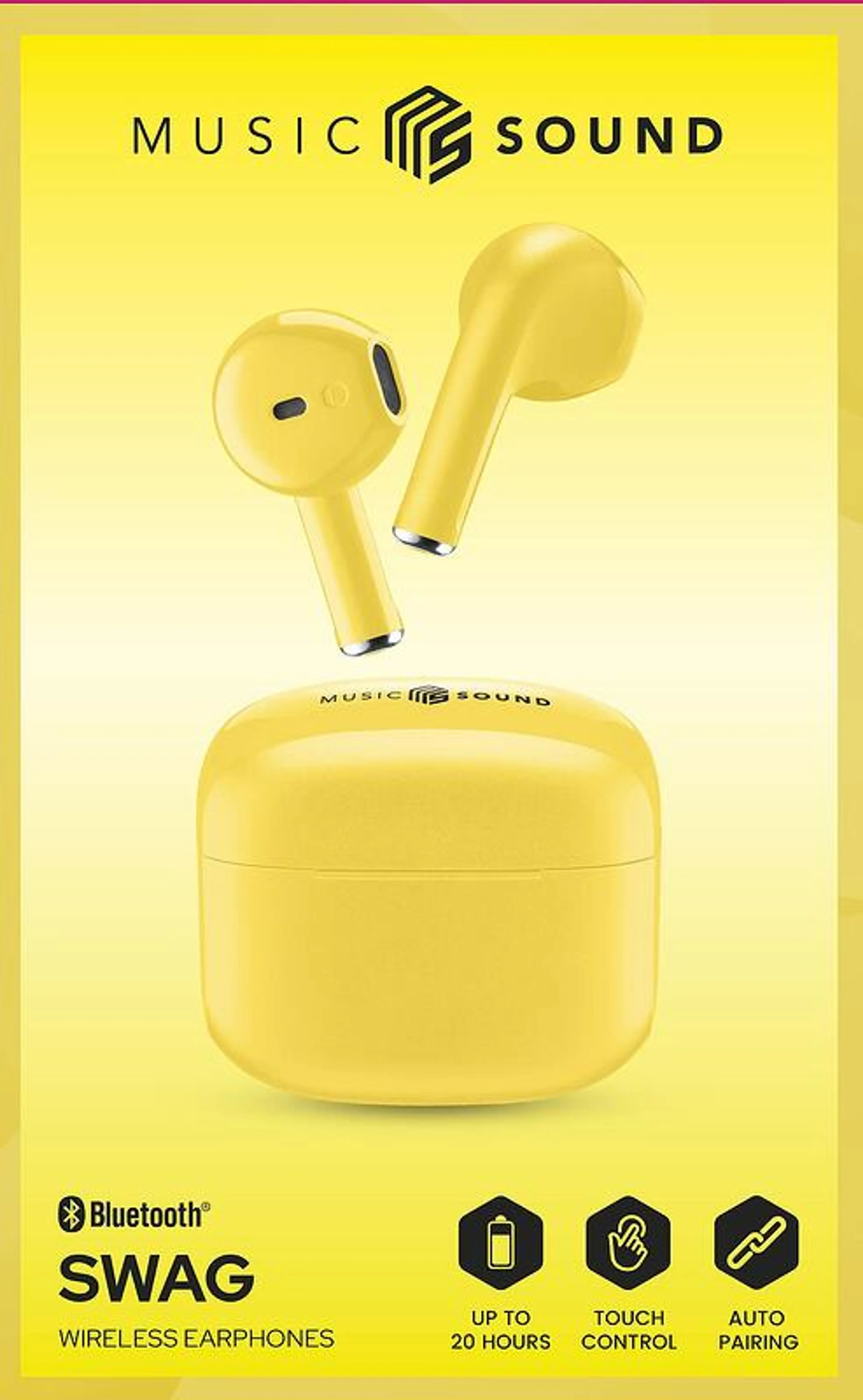 Bluetooth слушалки Music Sound Swag TWS жълти