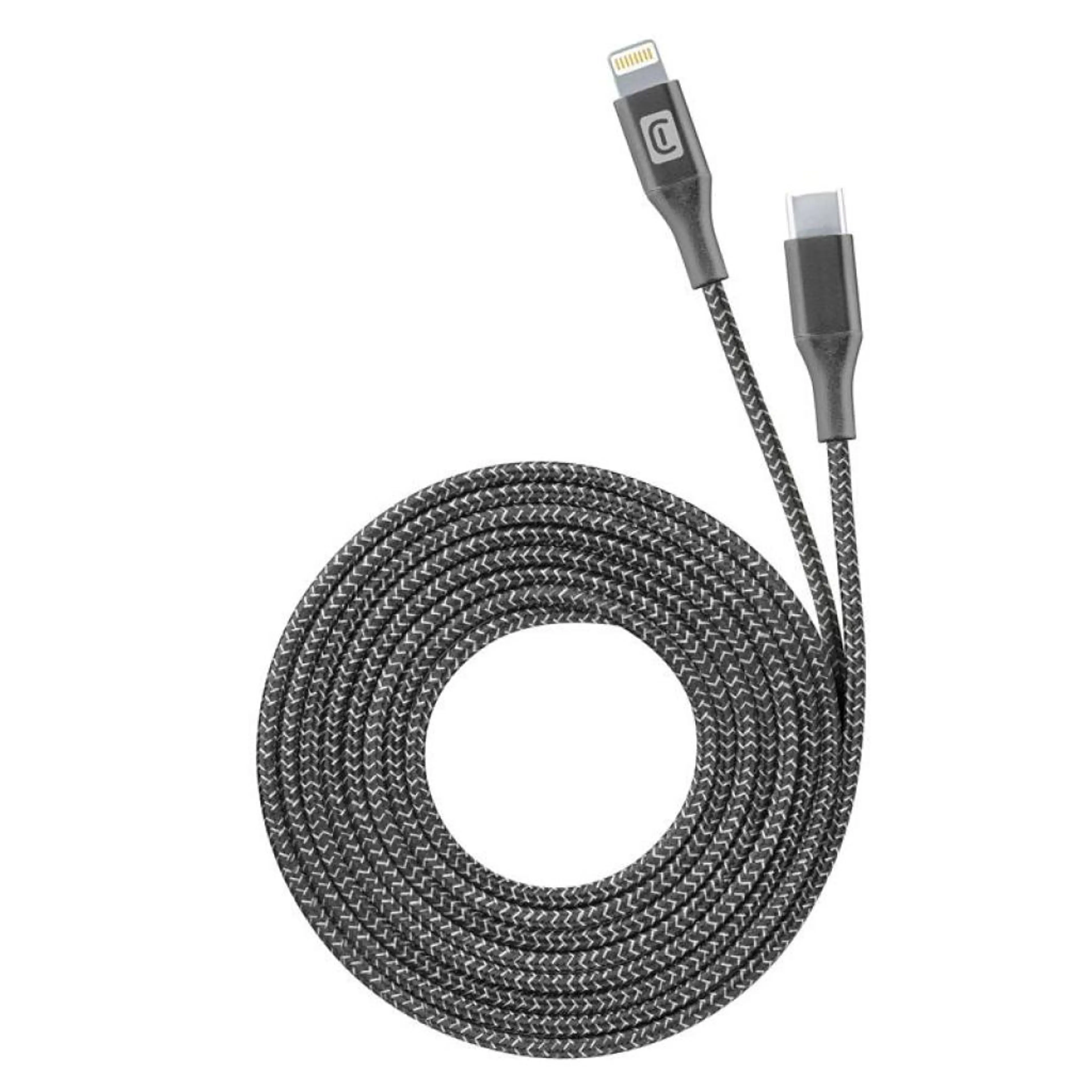 Кабел данни усилен USB-C - Lightning 2.5 м черен