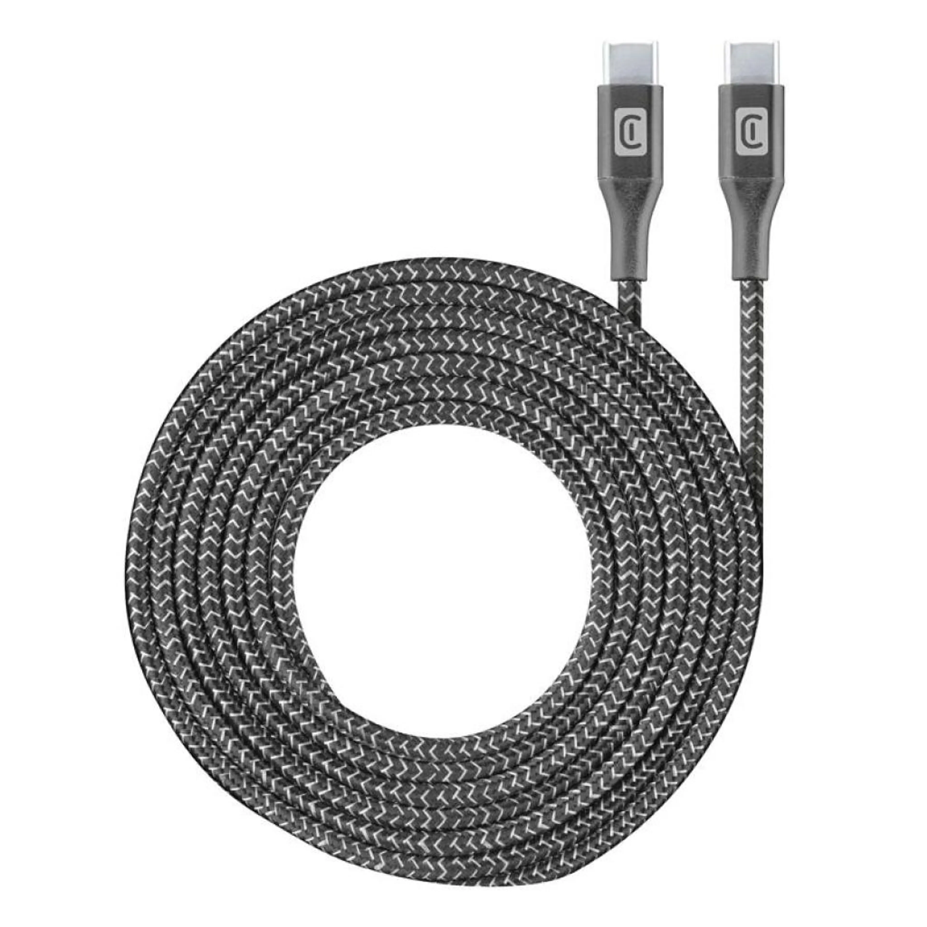 Кабел данни усилен USB-C - USB-C 2.5 м черен