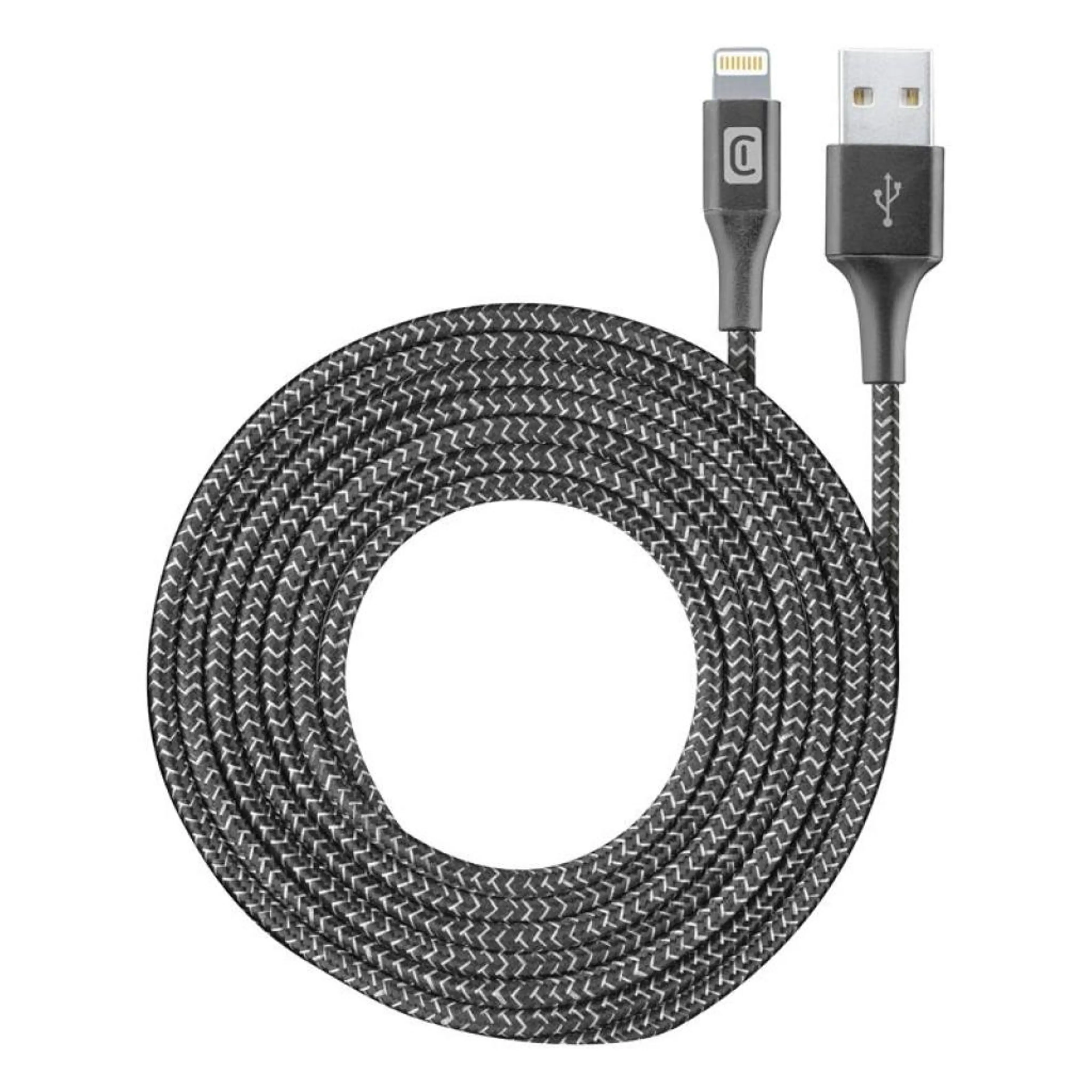Кабел данни усилен USB - Lightning 2.5 м черен
