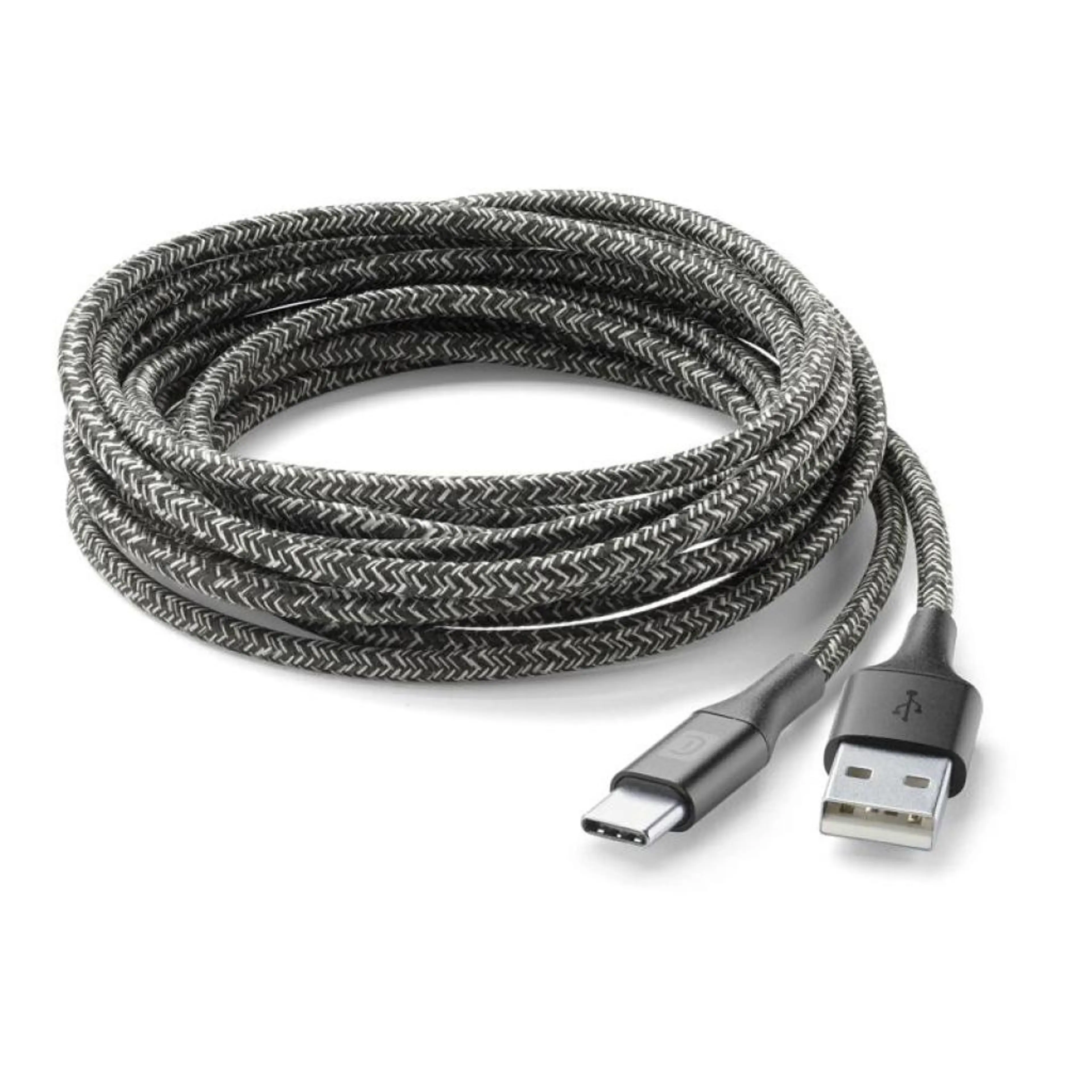 Кабел данни усилен USB- USB-C 2.5 м черен