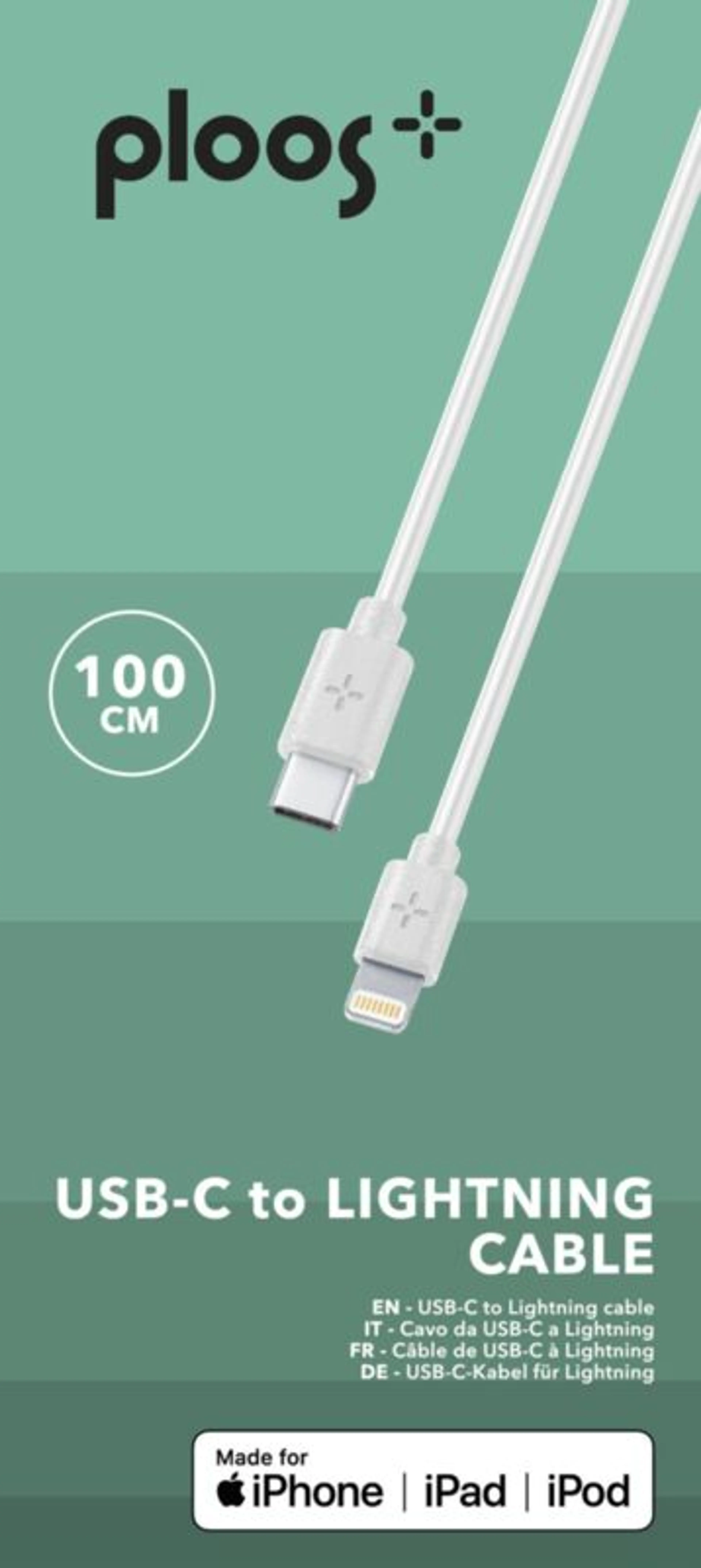 PL Кабел данни USB-C към Lightining 1 м бял
